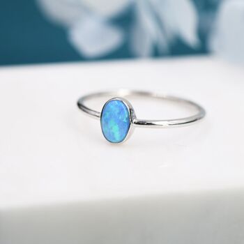 Blue Opal Oval Ring, 4 of 10