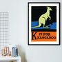 K Is For Kangaroo Framed Vintage Alphabet Print, thumbnail 1 of 6