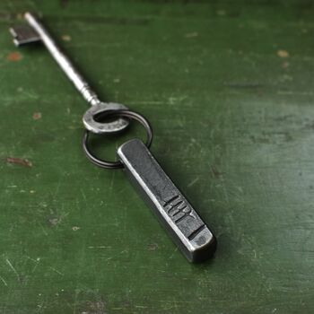 6th Anniversary Gift; Forged Dark Iron Bar Keyring, 2 of 9