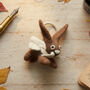 Handmade Felt Fair Trade Herbie Hare Keyring, thumbnail 1 of 6