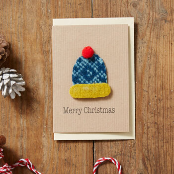 Handmade Christmas Bobble Hat Card Set Of Six, 2 of 6