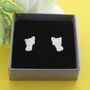 White Cat Screw Back Earrings, thumbnail 1 of 2