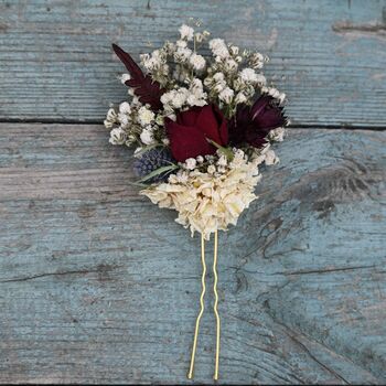 Set Of Three Wedding Dried Flower Hair Pins Meadow Reds, 4 of 4