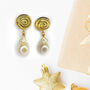 Organic Shape Baroque Pearl Drop Earrings, thumbnail 3 of 4