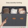 Three Compartment Laundry Basket With Lid, thumbnail 4 of 6