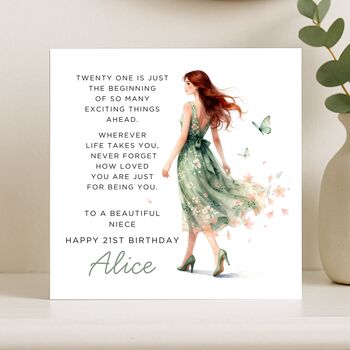 21st Birthday Card With Message Personalised For Niece, 7 of 8