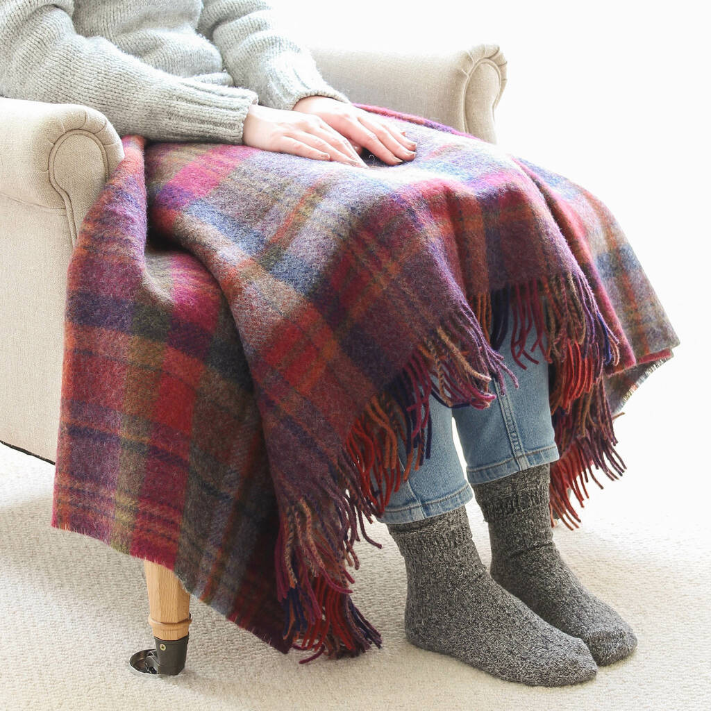 Mixed Berry Check Wool Knee Rug By Marquis & Dawe