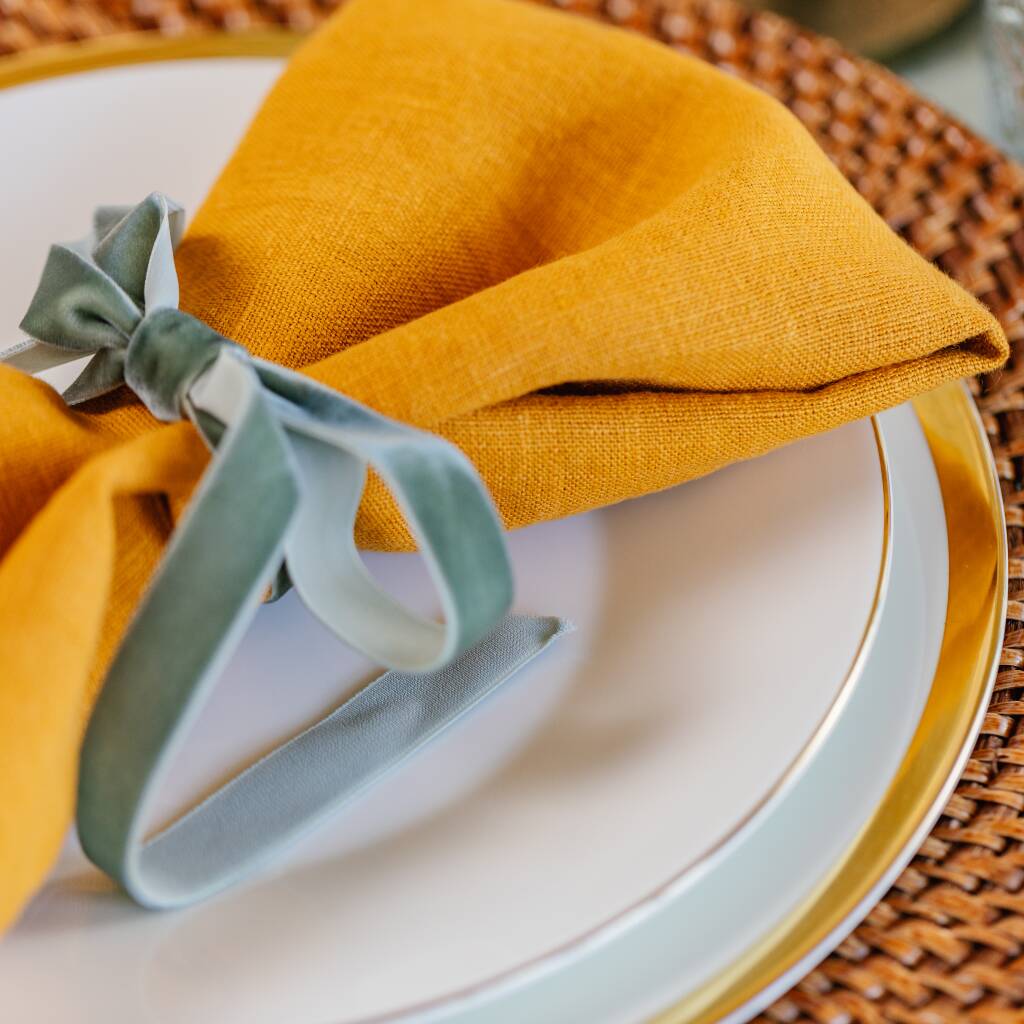 Mustard Linen Napkins Set Of Two By Truffle Tablescapes