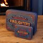 Firelighter And Match Tin Set Fireside Storage Iron Accessories Home Homewarming In Blue, thumbnail 1 of 12