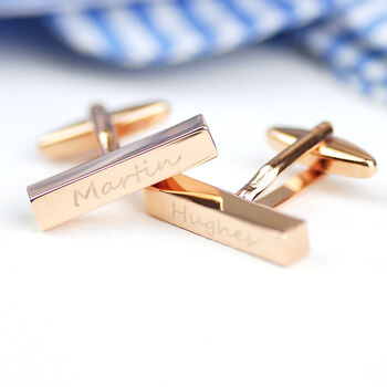 Personalised Rose Gold Tie Slide And Bar Cufflinks Set, 3 of 10