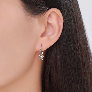 Sterling Silver Mismatched Sea Turtle And Starfish Huggie Hoops, 3 of 12