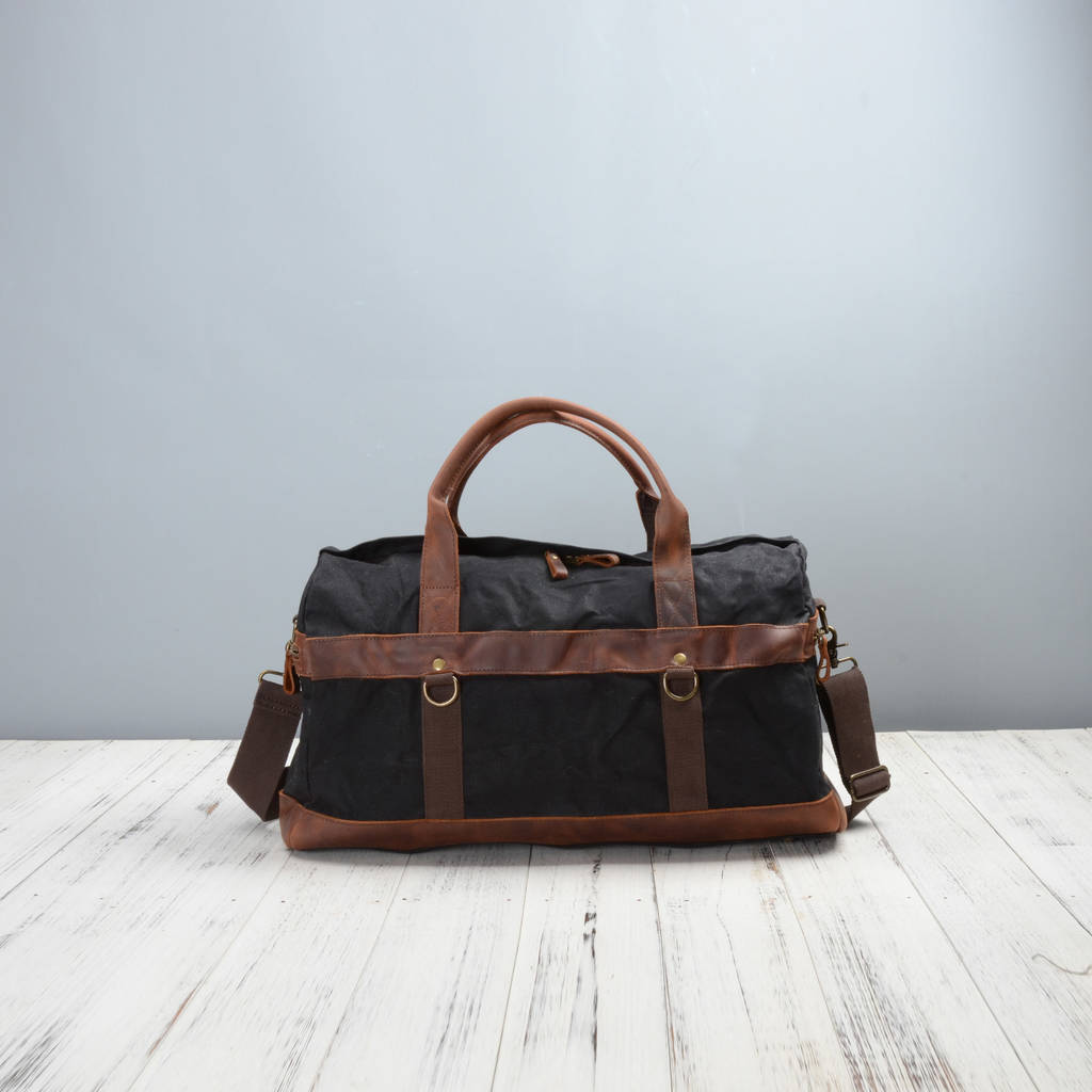 canvas leather holdall