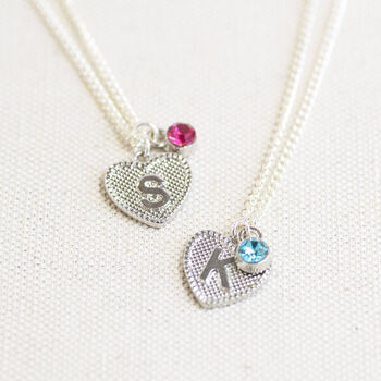 Child's Initial Heart And Birthstone Necklace, 6 of 12