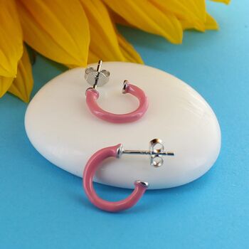 Rose Pink Enamel Hoops, 2 of 3