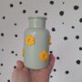 Hand Decorated Mini Daisy Vase Sage Green And Yellow, thumbnail 1 of 2