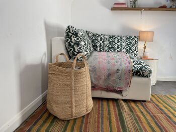 Extra Large Round Jute Storage Basket, 2 of 5