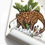 Giraffe In The Bath Eating Plant, Funny Bathroom Art, thumbnail 7 of 7