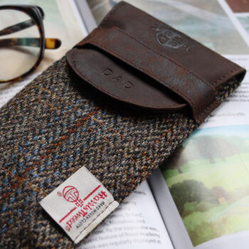 Personalised Harris Tweed And Leather Glasses Case, 2 of 10