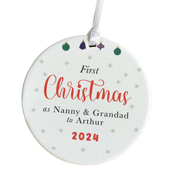 Personalised First Christmas As Nanny And Grandad Gift Ornament, 3 of 7