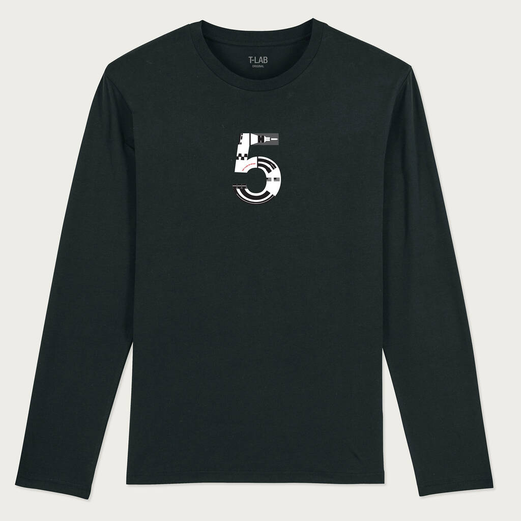 Saturn Five Rocket Black Organic Long Sleeve Top, 1 of 5