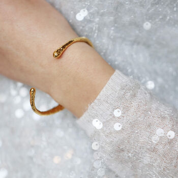 Molten Twist Gold Cuff Bangle, 2 of 6