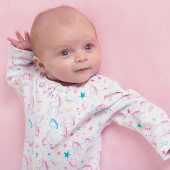 Newborn Baby Girl Unicorn Gift Set – Sleepsuit And Hat, 3 of 8