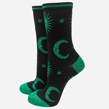 Women's Star And Moon Bamboo Glitter Socks Gift Set, 3 of 5