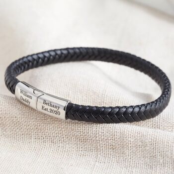 Personalised Men's Woven Vegan Bracelet With Clasp, 3 of 8