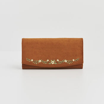 Tan Floral Embroidered Purse Large, 2 of 7
