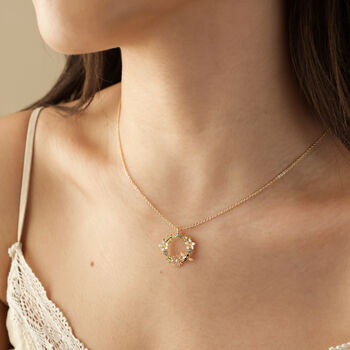 Crystal Flower And Enamel Bee Pendant Necklace, 2 of 11