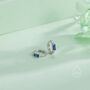 Sterling Silver Sapphire Blue Single Baguette Cut Cz Huggie Hoop, thumbnail 6 of 12