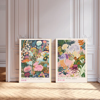 Set Of Two Japanese Flower Garden Art Prints, 2 of 6