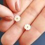 Tiny Enamel Daisy Stud Earrings, thumbnail 1 of 6