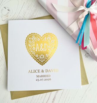 Love Heart Personalised Wedding Card, 2 of 2