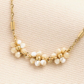 Triple Flower Barrel Chain Gold Necklace, 2 of 2