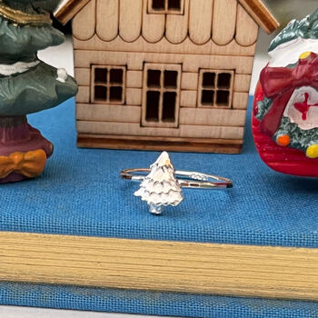 Sterling Silver Mini Christmas Tree Ring, 5 of 11