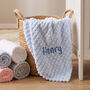 Personalised Blue Embossed Fleece Baby Blanket, thumbnail 1 of 12