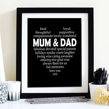 Mum And Dad Personalised Heart Print, 3 of 6