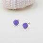 Sterling Silver Enamel Purple Round Dot Stud Earrings, thumbnail 1 of 9