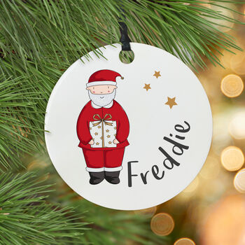 Personalised Santa Tree Decoration Christmas Card, 2 of 4