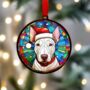 Bull Terrier In Santa Hat Suncatcher Decoration, thumbnail 2 of 6