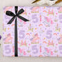 Three Sheets Of Children's 5th Birthday Unicorn Wrapping Paper, thumbnail 2 of 2