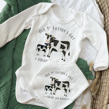 First Father's Day Cow Baby Outfit, 4 of 7