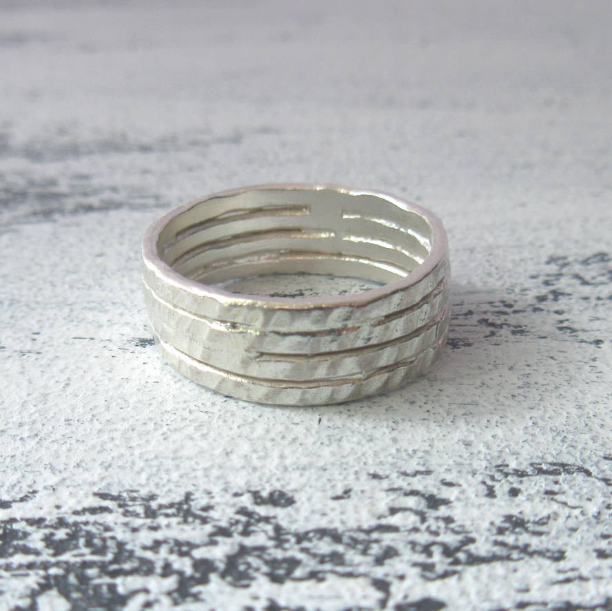 Sterling Silver Wide Hammered Ring By Marion Made Jewellery ...