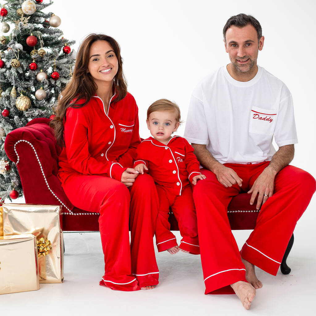 Family Christmas Red Personalised Pyjamas, 1 of 9