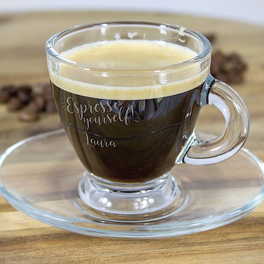 'Espresso Yourself' Personalised Glass Espresso Cup By Oli & Zo