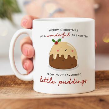 Personalised Christmas Mug 'Babysitter Little Pudding', 2 of 5