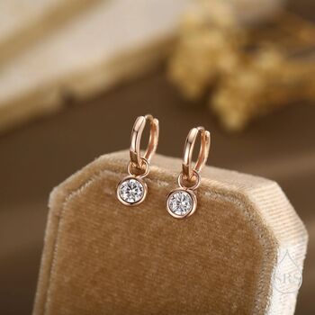 Sterling Silver April Birthstone Cz Crystal Drop Hoop Earrings, 2 of 11