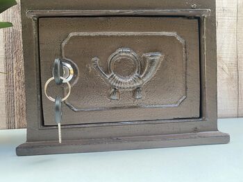 Wall Mounted Brown Metal Post Box Lockable Letter Box, 2 of 9