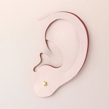 9ct Solid Gold Flat Star Stud Earrings, 2 of 3